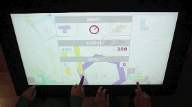 An animation showing two players compete